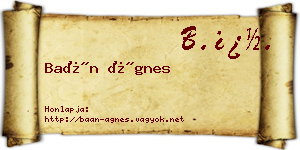 Baán Ágnes névjegykártya
