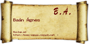 Baán Ágnes névjegykártya